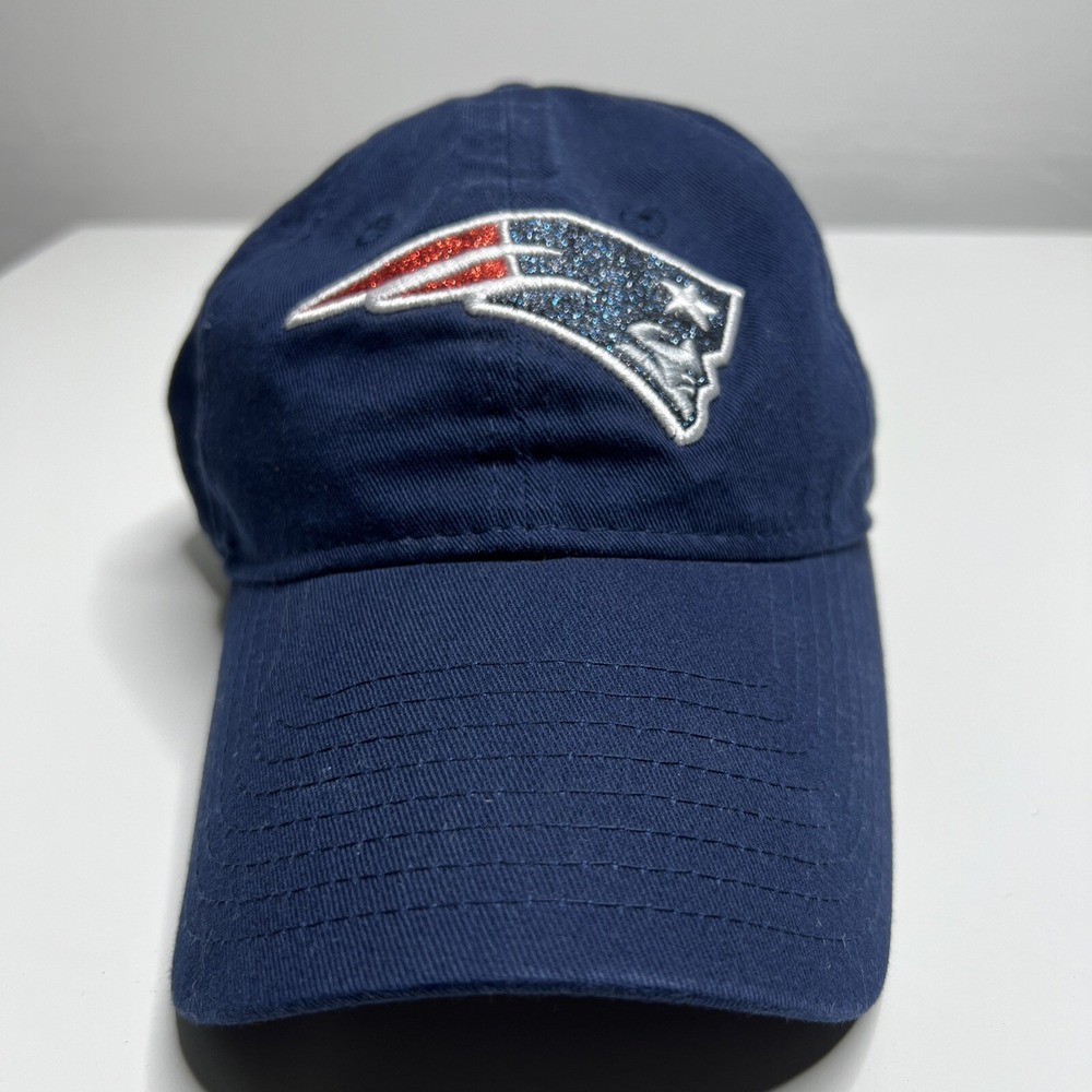 New England Patriots Glitter Logo Cap Womens One Size Adjustable Curved Brim